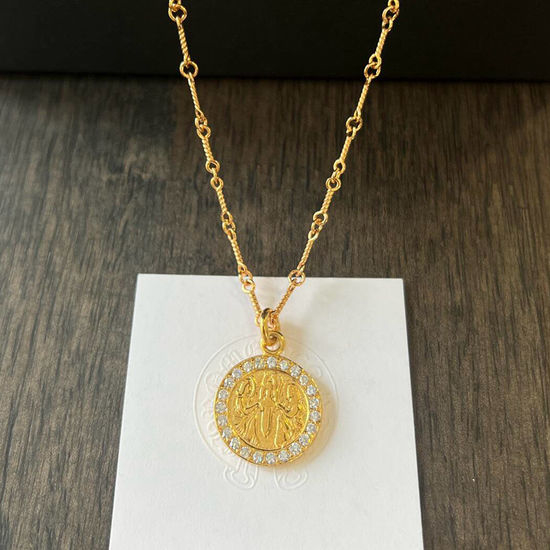 Chrome Hearts Angel Round Pendant Gold Plated Necklace