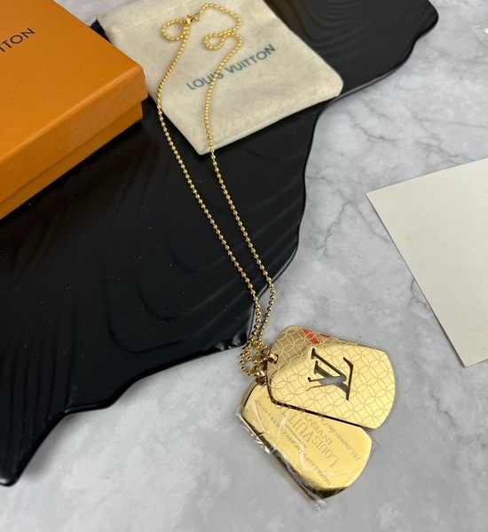 Louis Vuitton LV Double Tag Design Pendant Necklace