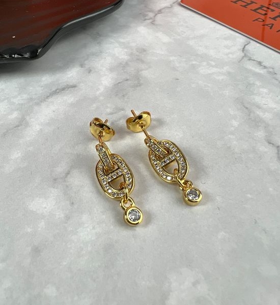 Hermes Curved Shape Stud Earrings