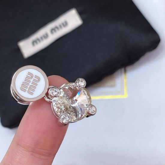 Miu Miu Enamel Letter Crystal Dangle Earrings