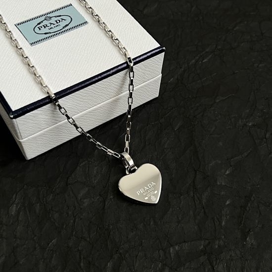Prada Elegant Heart Shape Pendant Necklace