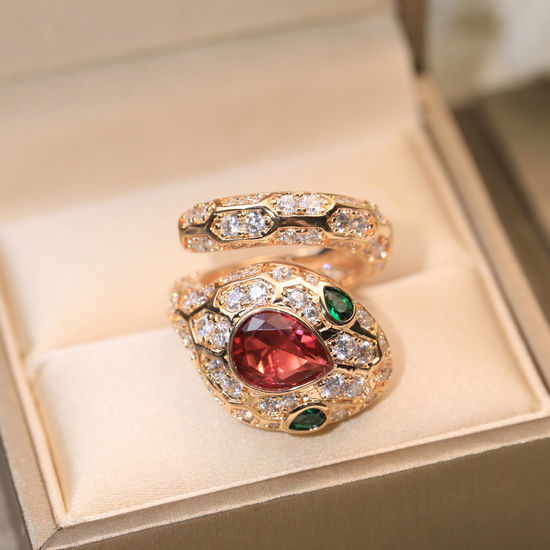 Bvlgari Ruby Grid Design Open Ring