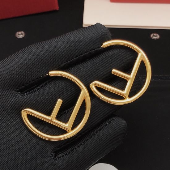 Fendi Large Smooth Round Hoop Earrings