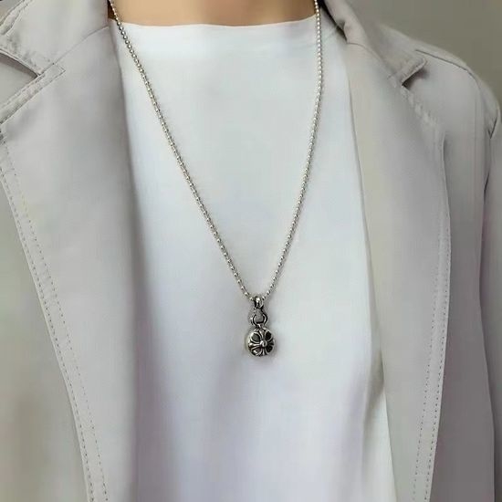 Chrome Hearts Sterling Silver Cross Pendant Necklace