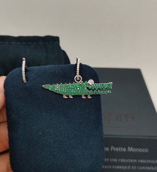 Apm monaco Asymmetric Crocodile Earrings Inlaid with Crystals