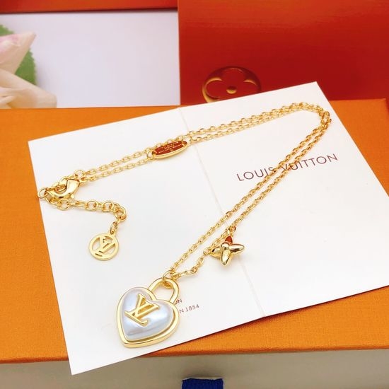 Louis Vuitton LV Heart Shaped Pendant Necklace Brass