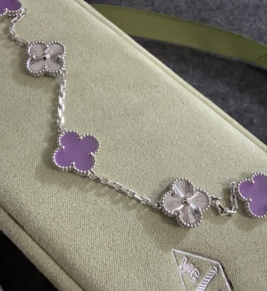 Van Cleef & Arpels VCA Purple Laser Cut Five-Flower Bracelet