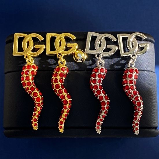 Dolce & Gabbana Rhinestone Chili Pendant Stud Earrings