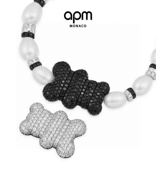Apm monaco Black White Pearl Beaded Bracelet