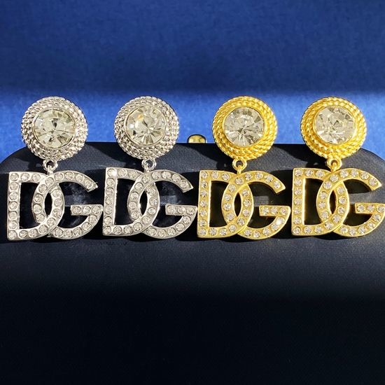Dolce & Gabbana Rhinestone Letter Round Stud Earrings