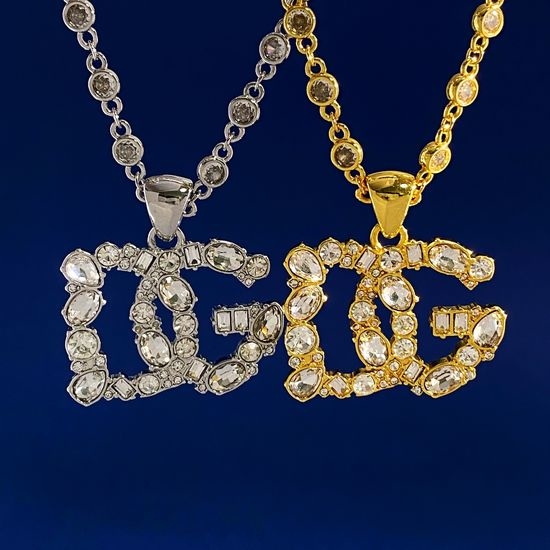 Dolce & Gabbana Rhinestone Logo Pendant Long Necklace