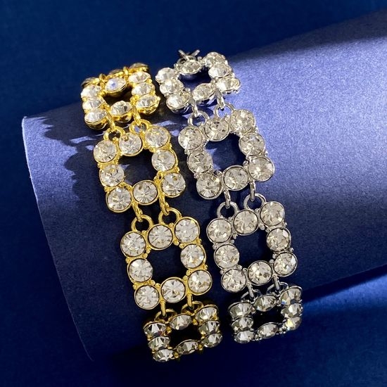 Miu Miu Full Rhinestone Square Geometric Bracelet