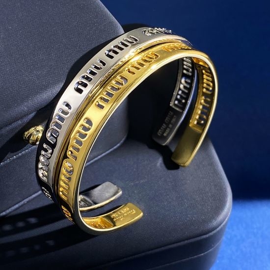Miu Miu Hollow Letter Open Cuff Bangle