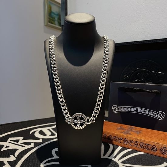 Chrome Hearts Cross Pendant Cuban Link Necklace