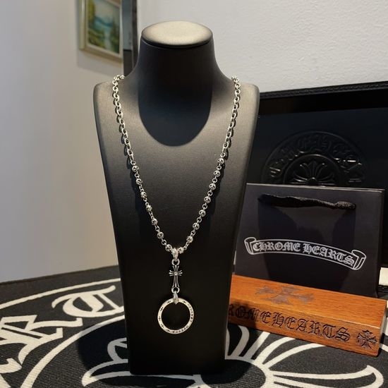 Chrome Hearts Vintage Engraved Cross Pendant Necklace