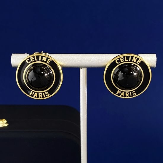 Celine Enamel Round Geometric Stud Earrings