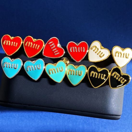 Miu Miu Enamel Heart Shape Stud Earrings