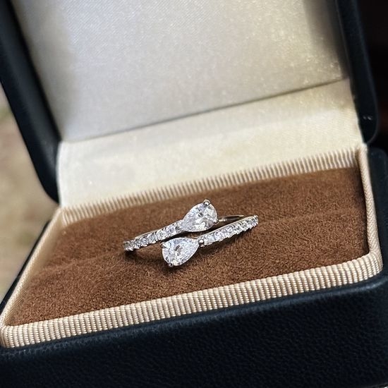 Graff Sterling Silver Dual Drop Zircon Ring