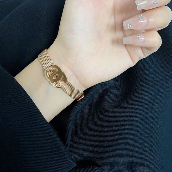 Chanel Stainless Steel Rose Gold Bangle Bracelet