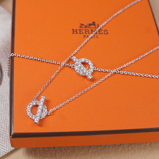 Hermes Diamond Inlaid OT Buckle Necklace Bracelet