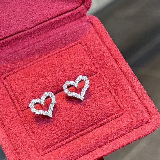 Tiffany & Co. Hollow Heart Silver Stud Earrings