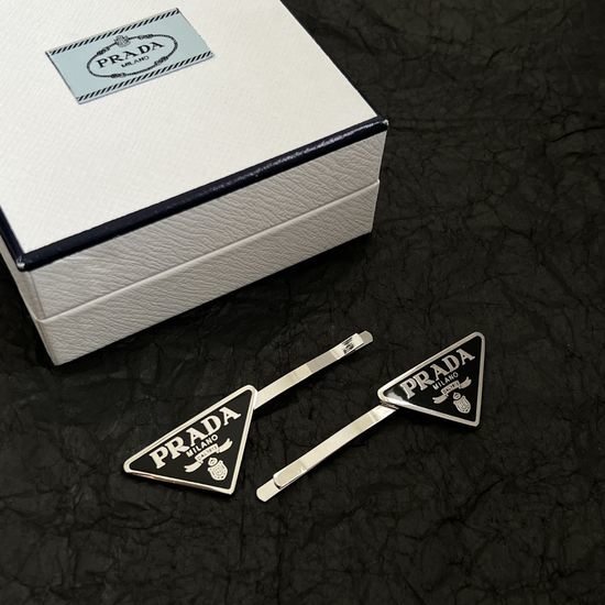 Prada Pair of Hair Clips Classic Elegant Design