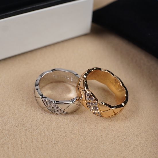 Chanel Diamond Quilted Pattern Metal Ring