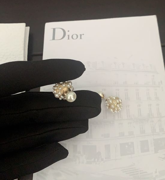 Christian Dior CD Irregular Size Pearl Stud Earrings