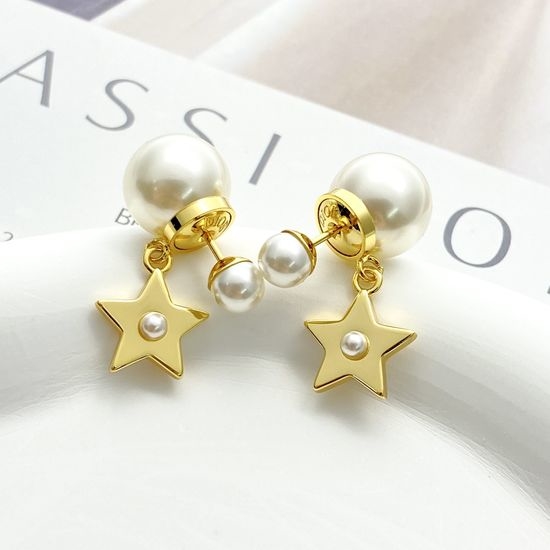 Christian Dior CD DIOR Pearl Star Double Bead Earrings
