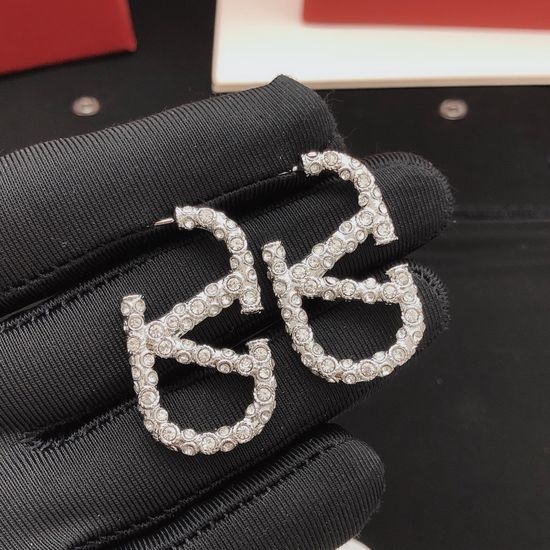 Valentino Medium Refined Diamond Brass Earrings