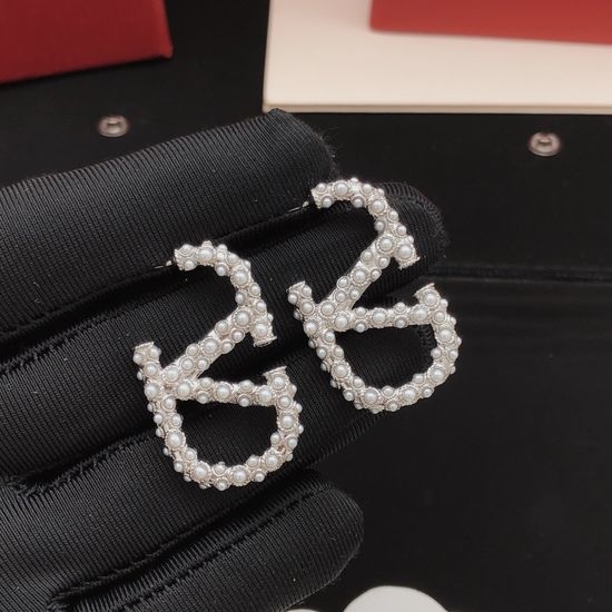 Valentino Medium Diamond Beaded Brass Earrings