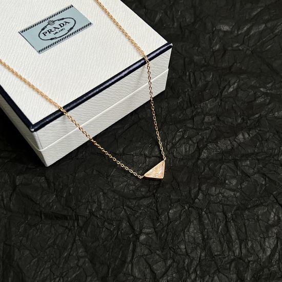 Prada Triangle Shape Adjustable Pendant Necklace