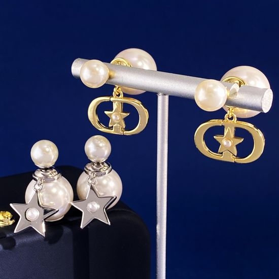 Christian Dior CD Pearl Star Double Side Wear Earrings