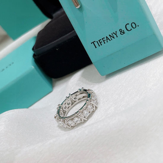 Tiffany & Co. Cross Design Zircon Inlaid Ring