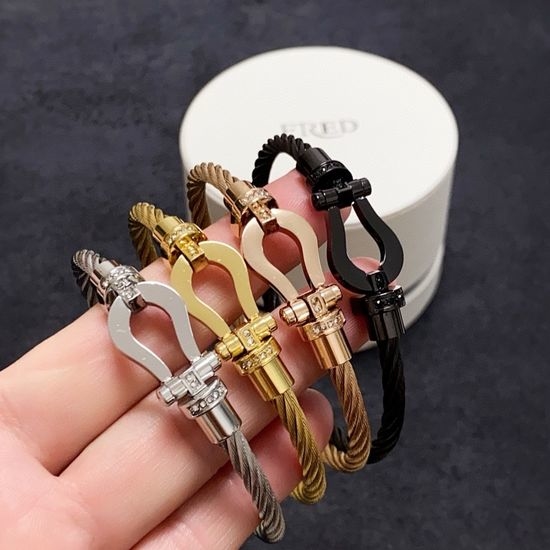 Fred Half Diamond Inlaid Cuff Bangle