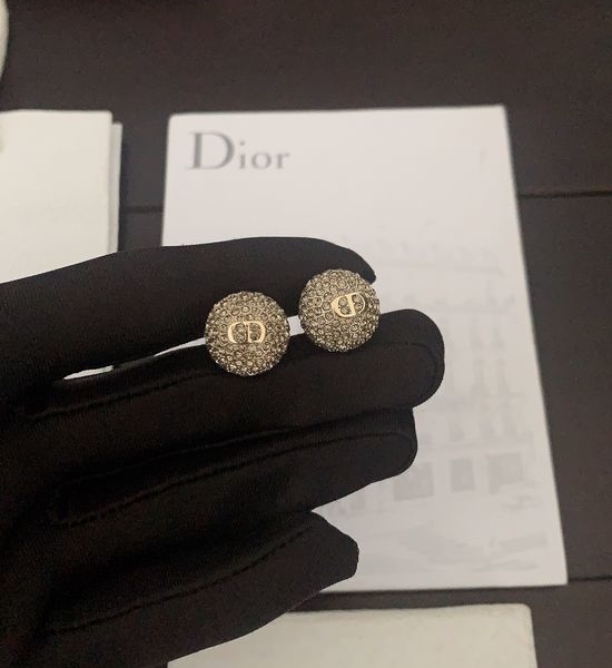 Christian Dior CD Grey Diamond Size Mismatch Stud Earrings
