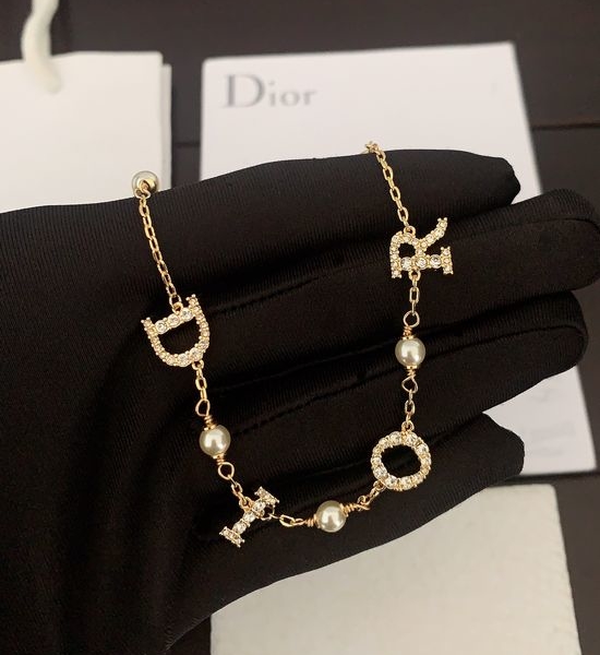Christian Dior CD Full Diamond Pendant Necklace