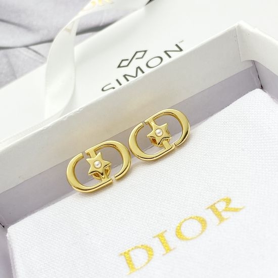 Christian Dior CD Beaded Initial Star Stud Earrings