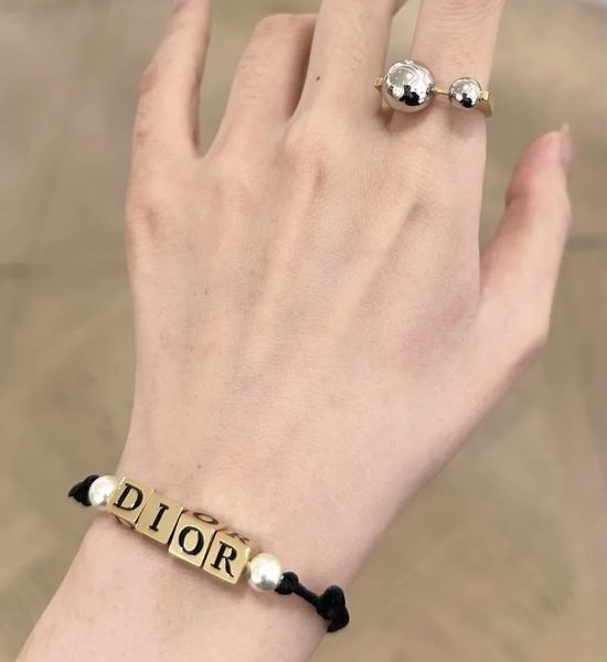 Christian Dior CD Square Bead Bracelet with Pearl