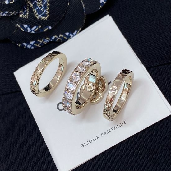 Chanel Three Piece Stackable Ring Set