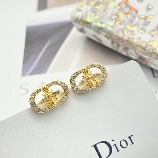Christian Dior CD Two-Way Shiny Bee Stud Earrings