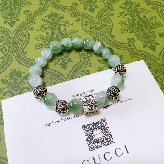 Gucci Green Crystal Bead Bracelet Vintage Finish