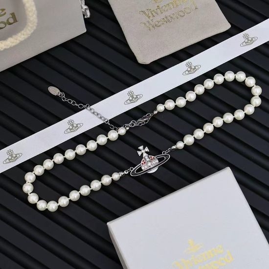 Vivienne Westhood Pearl Planet Necklace Classic Daily Jewelry