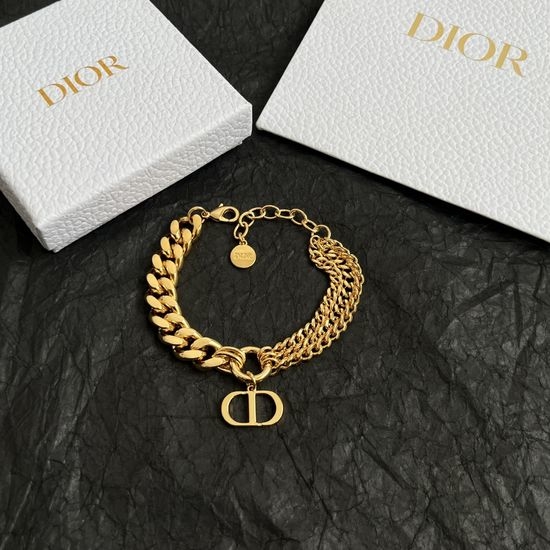 Christian Dior CD Adjustable Brass Delicate Bracelet