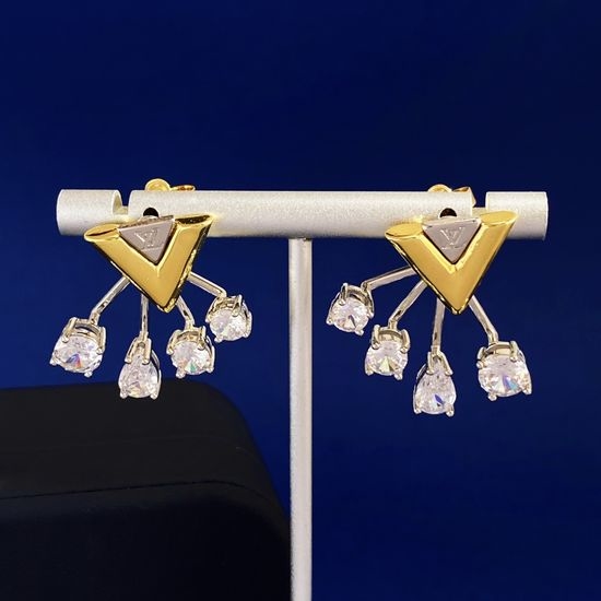 Louis Vuitton LV Reversible Rhinestone Fan Stud Earrings Durable Polished