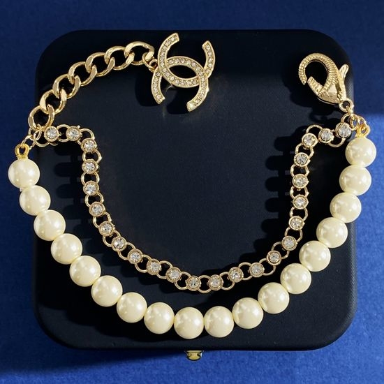 Chanel Layered Pearl Chain Bracelet Timeless Retro Design