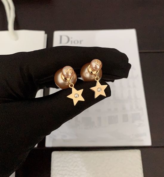 Christian Dior CD Rose Gold Star Stud Earrings