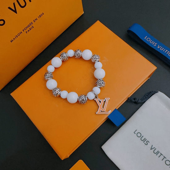 Louis Vuitton LV Vintage Agate Inlaid Thick Bracelet