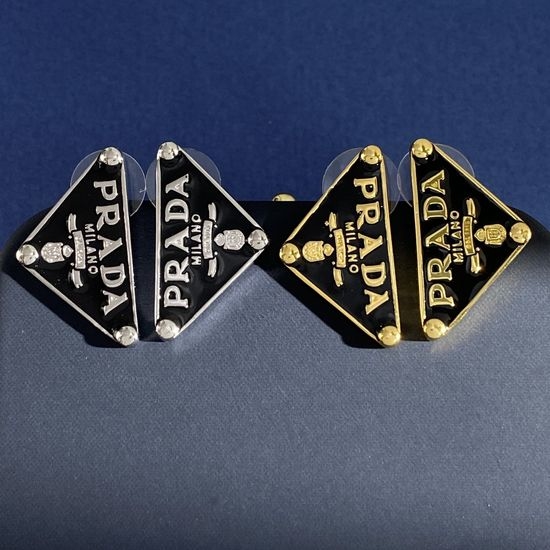 Prada Enamel Triangle Stud Earrings