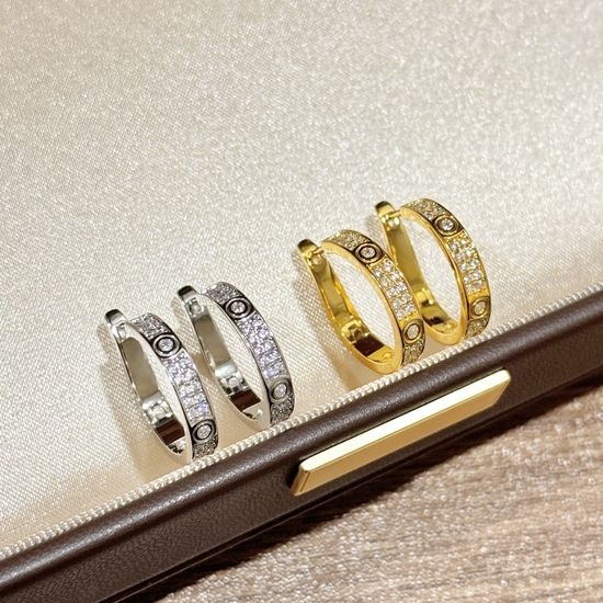 Cartier Paved Zircon Hoop Earrings